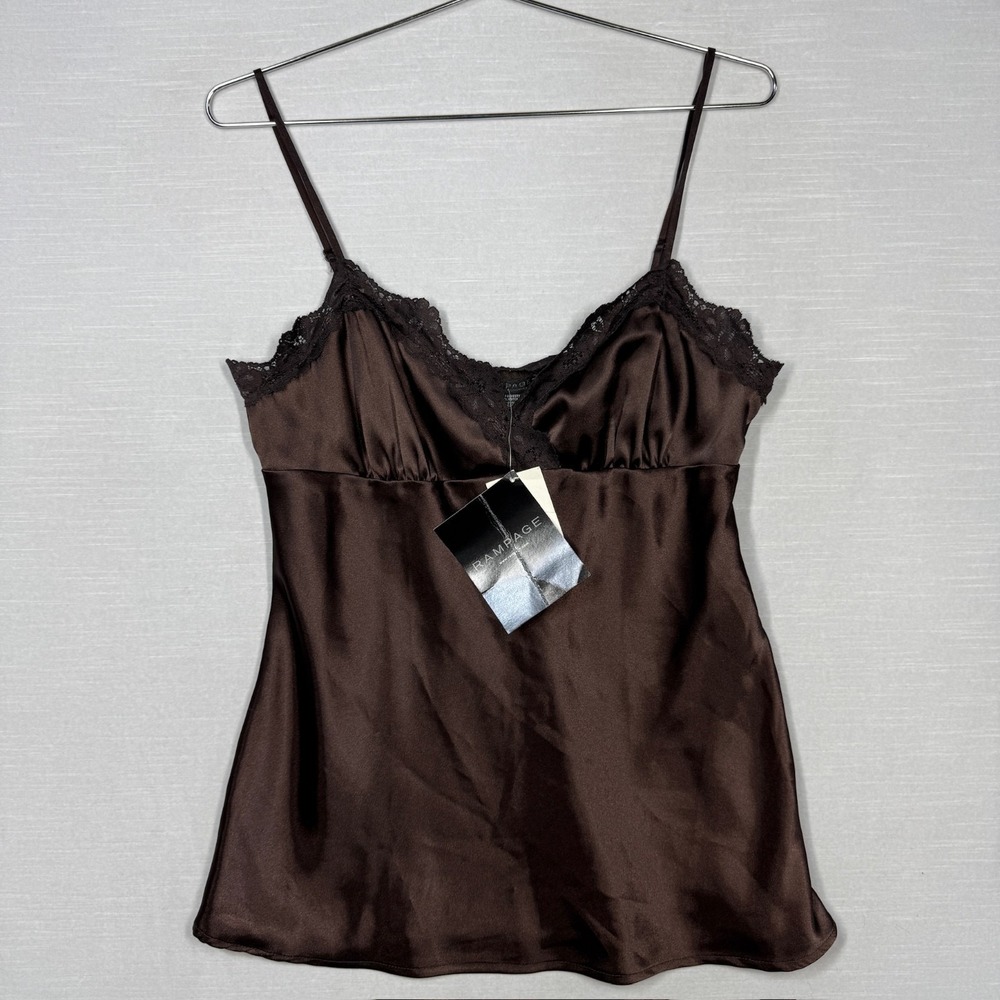 Rampage Camisole Size XL Dark Brown Floral Lace Y2K NWT